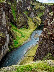 Preview wallpaper rocks, gorge, cliff, river, nature