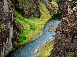 Preview wallpaper rocks, gorge, cliff, river, nature