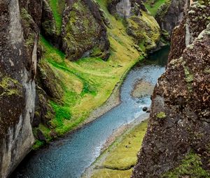 Preview wallpaper rocks, gorge, cliff, river, nature