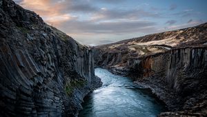 Preview wallpaper rocks, gorge, river, landscape, nature