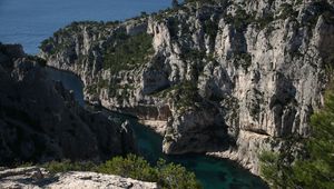 Preview wallpaper rocks, gorge, water, trees, landscape