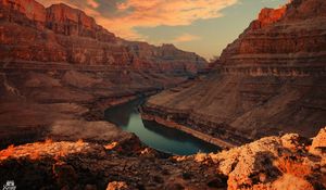 Preview wallpaper rocks, grand canyon, river, landscape, nature