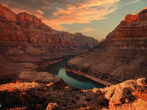 Preview wallpaper rocks, grand canyon, river, landscape, nature