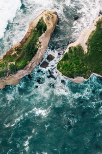 Preview wallpaper rocks, island, aerial view, sea, surf