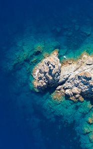 Preview wallpaper rocks, island, sea, water, aerial view