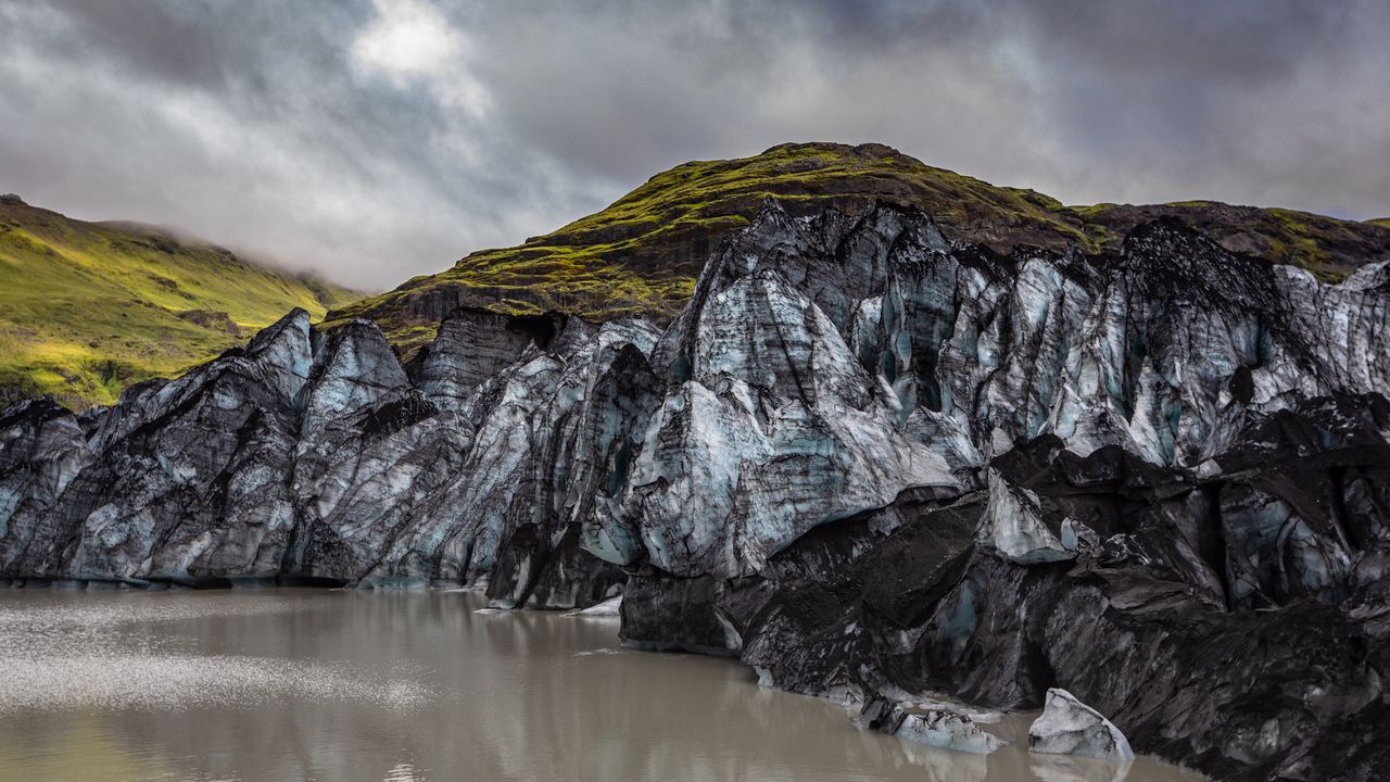 Wallpaper rocks, lake, clouds, nature, landscape