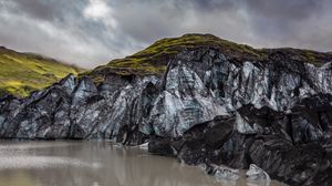 Preview wallpaper rocks, lake, clouds, nature, landscape