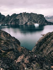 Preview wallpaper rocks, lake, landscape, shore, stone