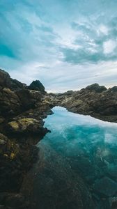 Preview wallpaper rocks, lake, reflection, sky, nature