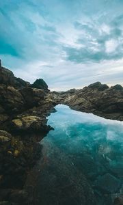 Preview wallpaper rocks, lake, reflection, sky, nature