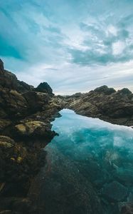Preview wallpaper rocks, lake, reflection, sky, nature