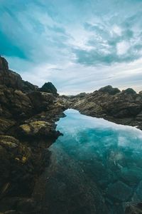 Preview wallpaper rocks, lake, reflection, sky, nature