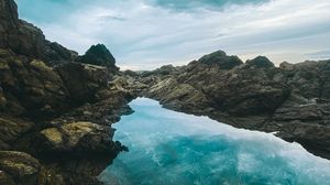 Preview wallpaper rocks, lake, reflection, sky, nature
