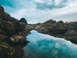 Preview wallpaper rocks, lake, reflection, sky, nature