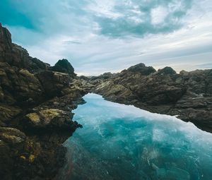 Preview wallpaper rocks, lake, reflection, sky, nature