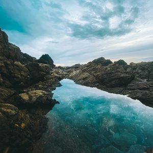 Preview wallpaper rocks, lake, reflection, sky, nature