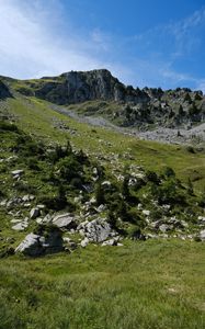 Preview wallpaper rocks, landscape, slope, grass, nature