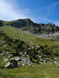 Preview wallpaper rocks, landscape, slope, grass, nature