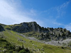 Preview wallpaper rocks, landscape, slope, grass, nature