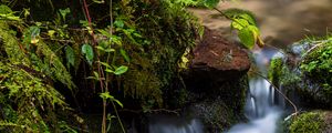 Preview wallpaper rocks, moss, waterfall, stream, nature