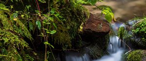 Preview wallpaper rocks, moss, waterfall, stream, nature