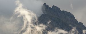 Preview wallpaper rocks, mountain, fog, trees