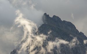 Preview wallpaper rocks, mountain, fog, trees
