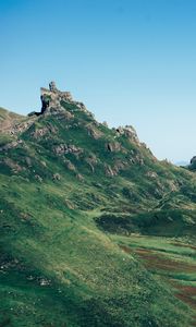 Preview wallpaper rocks, mountain, hills, greenery, nature