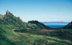 Preview wallpaper rocks, mountain, hills, greenery, nature