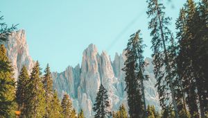 Preview wallpaper rocks, mountain, peak, trees, grass