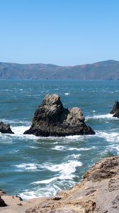 Preview wallpaper rocks, mountains, beach, sea, ocean, nature