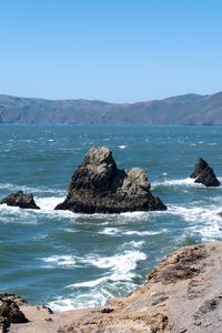 Preview wallpaper rocks, mountains, beach, sea, ocean, nature