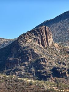 Preview wallpaper rocks, mountains, cactus, slope, sky