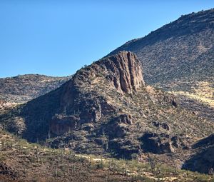 Preview wallpaper rocks, mountains, cactus, slope, sky