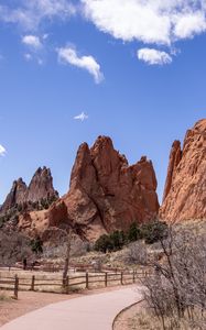 Preview wallpaper rocks, mountains, canyon, trees, fence