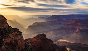Preview wallpaper rocks, mountains, canyon, sunrise