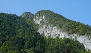 Preview wallpaper rocks, mountains, cliff, trees, landscape