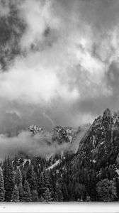 Preview wallpaper rocks, mountains, clouds, trees, landscape