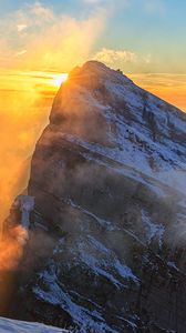 Preview wallpaper rocks, mountains, fog, sun