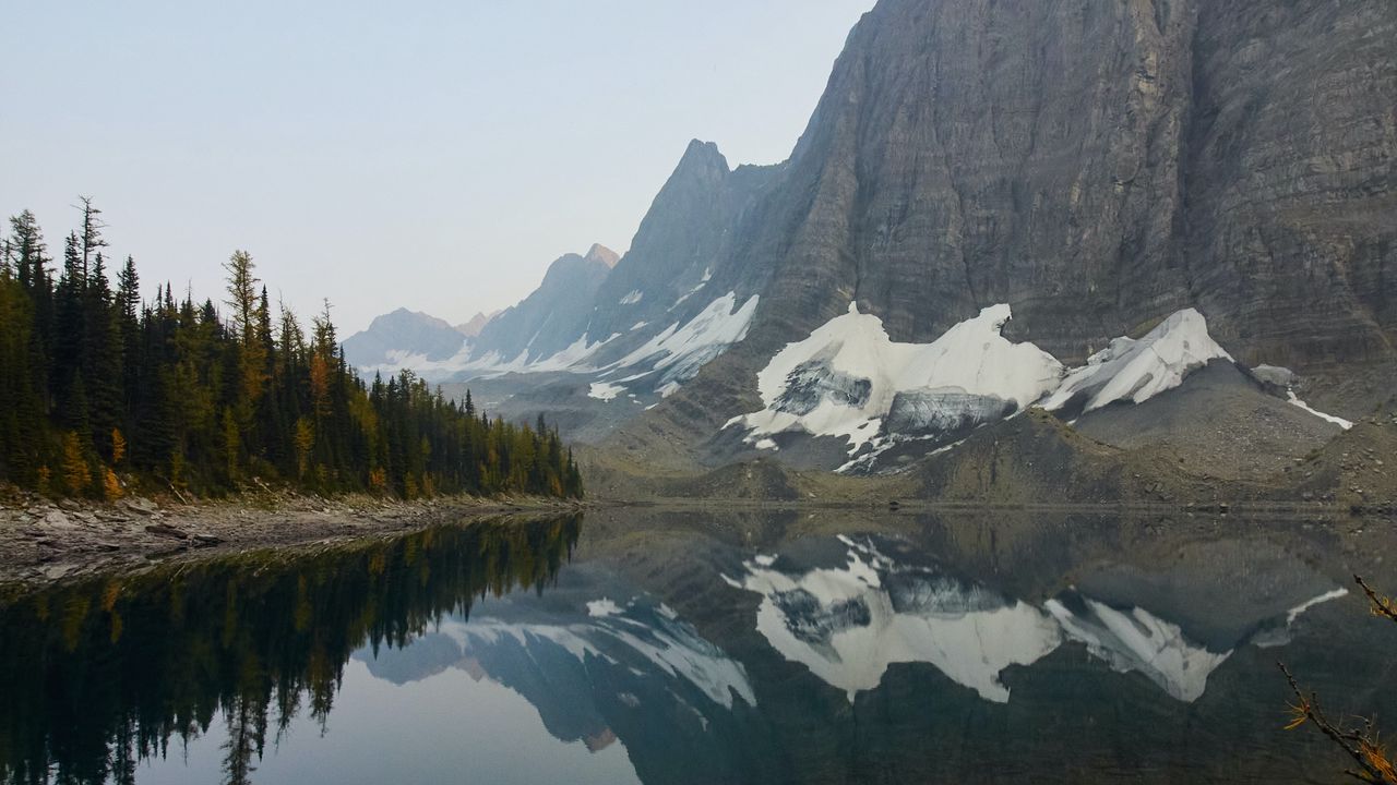 Wallpaper rocks, mountains, lake, reflection