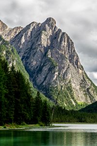 Preview wallpaper rocks, mountains, lake, trees, spruce