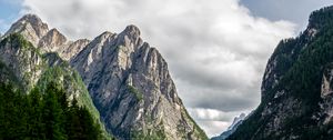 Preview wallpaper rocks, mountains, lake, trees, spruce