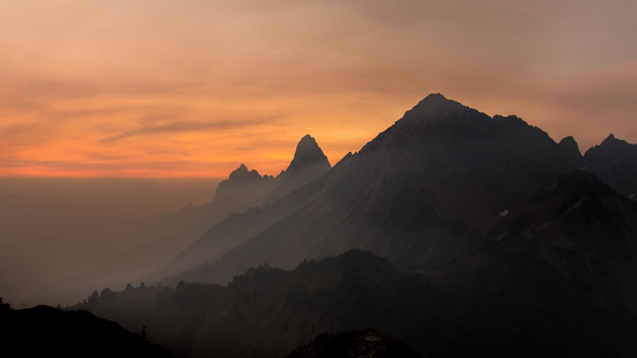 Wallpaper rocks, mountains, peaks, fog, sky