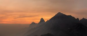 Preview wallpaper rocks, mountains, peaks, fog, sky