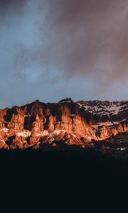 Preview wallpaper rocks, mountains, peaks, snowy, sky, canada