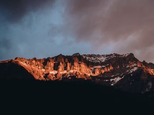 Preview wallpaper rocks, mountains, peaks, snowy, sky, canada