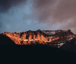 Preview wallpaper rocks, mountains, peaks, snowy, sky, canada