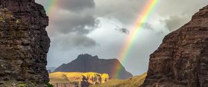 Preview wallpaper rocks, mountains, rainbow, lake, nature