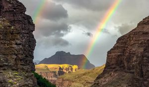 Preview wallpaper rocks, mountains, rainbow, lake, nature