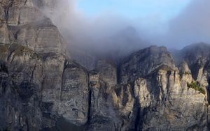 Preview wallpaper rocks, mountains, relief, fog, nature